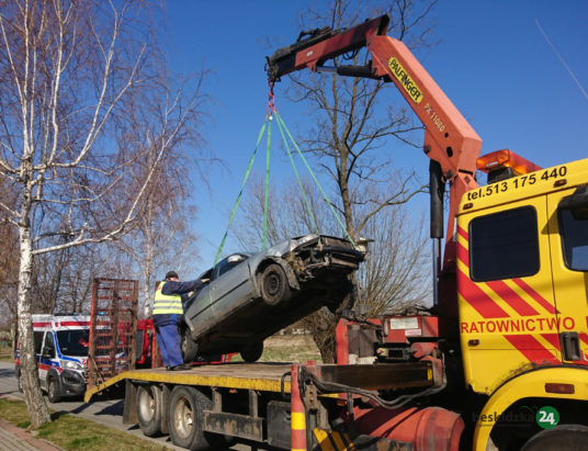 Skosił brzozę i dachował. Kierowca w szpitalu