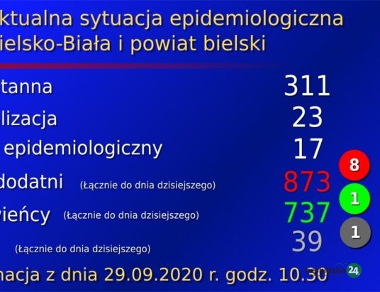 Jeden zgon w Bielsku-Białej i osiem zakażeń w regionie