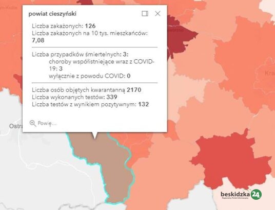Zachorowań wciąż dużo. 21 703 w kraju, 3496 na Śląsku i 132 w cieszyńskim