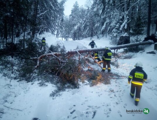 Śniegowe interwencje w powiecie suskim