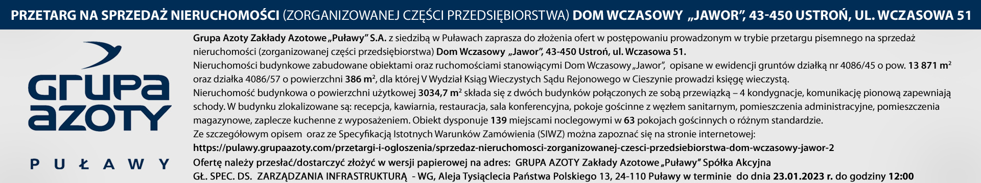 Grupa Azoty od 9-20.01.2023