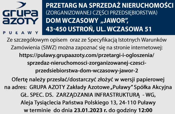 Grupa Azoty od 9-20.01.2023