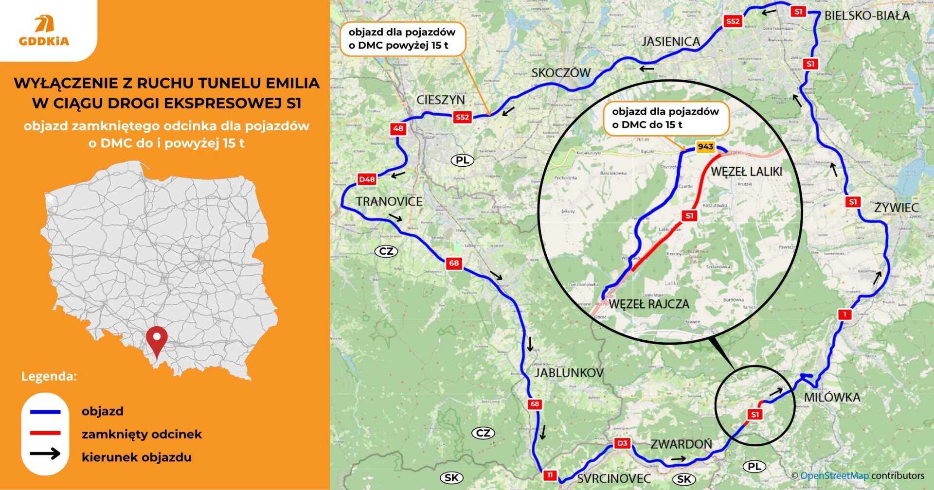 W lipcu zamkną tunel w Lalikach. W efekcie ciężarówki pojadą przez Cieszyn
