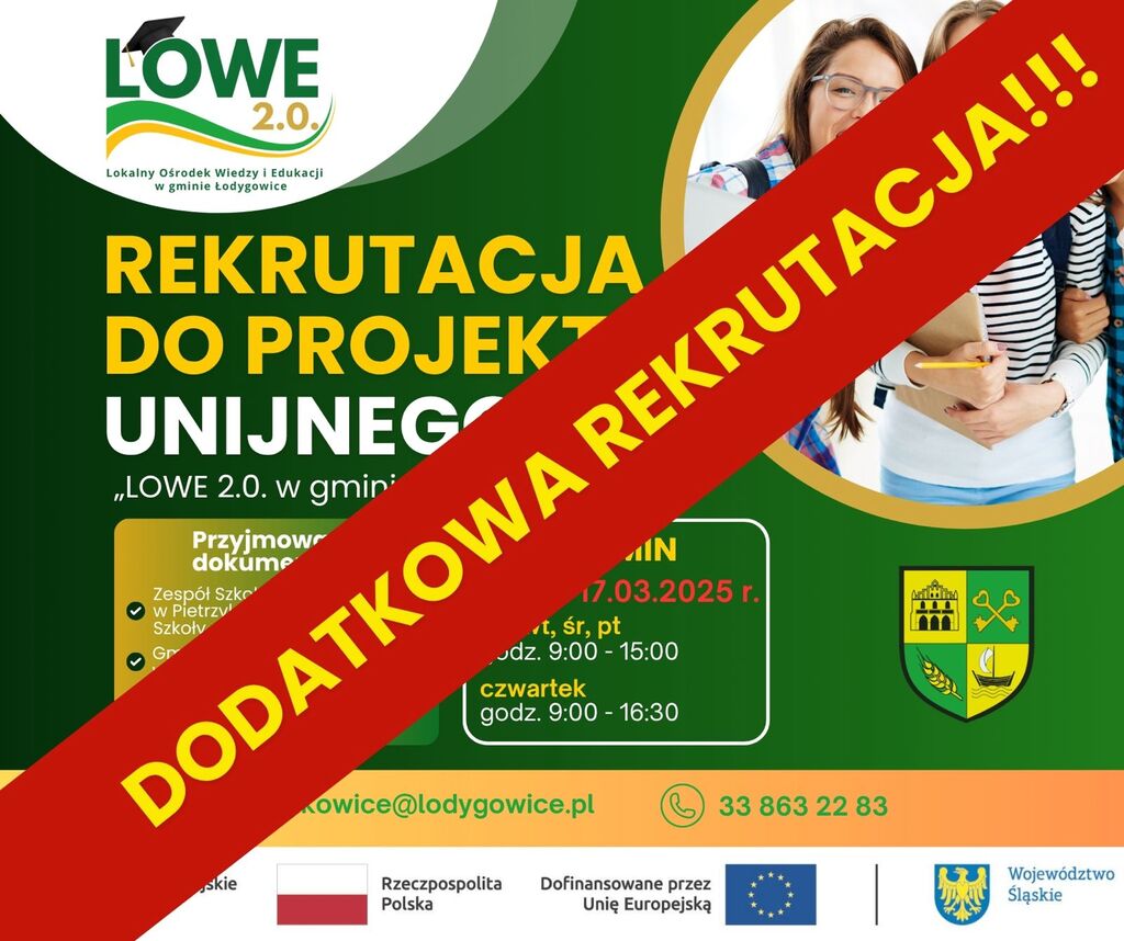 Dodatkowa rekrutacja do projektu unijnego „LOWE 2.0 w gminie Łodygowice”