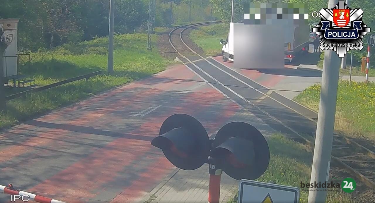 Mało brakowało do tragedii na przejeździe kolejowym w Suchej Beskidzkiej! – WIDEO