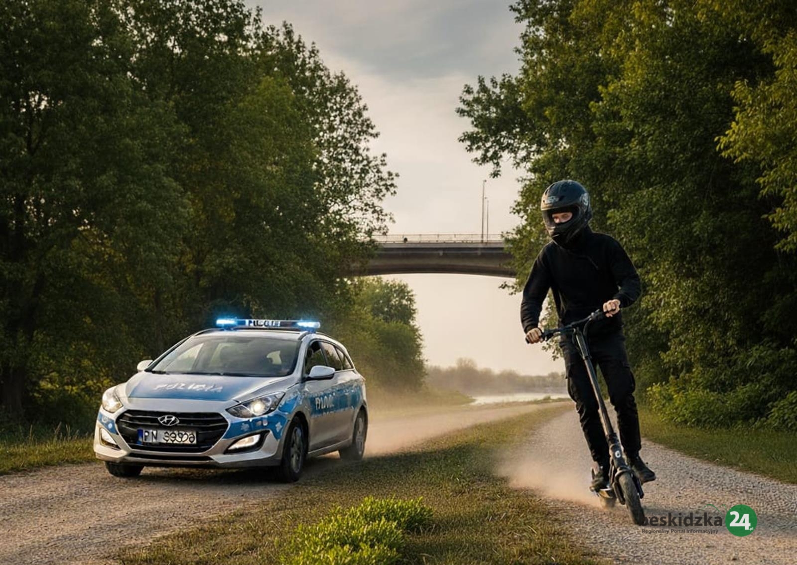 Policyjny pościg za nastolatkiem na hulajnodze elektrycznej