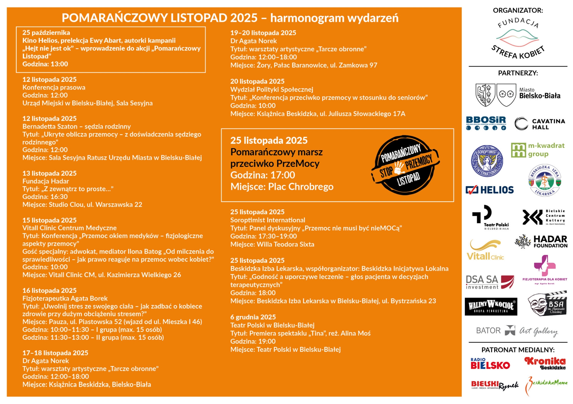 Bielsko-Biała mówi NIE przemocy – rusza „Pomarańczowy Listopad 2025”