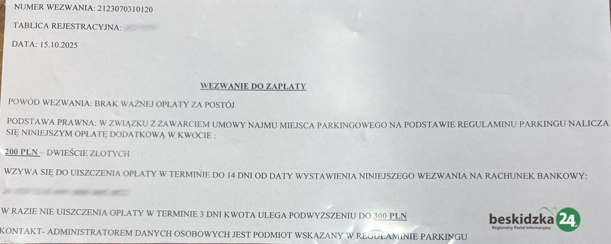 Fałszywe wezwania do zapłaty za parking w Cieszynie