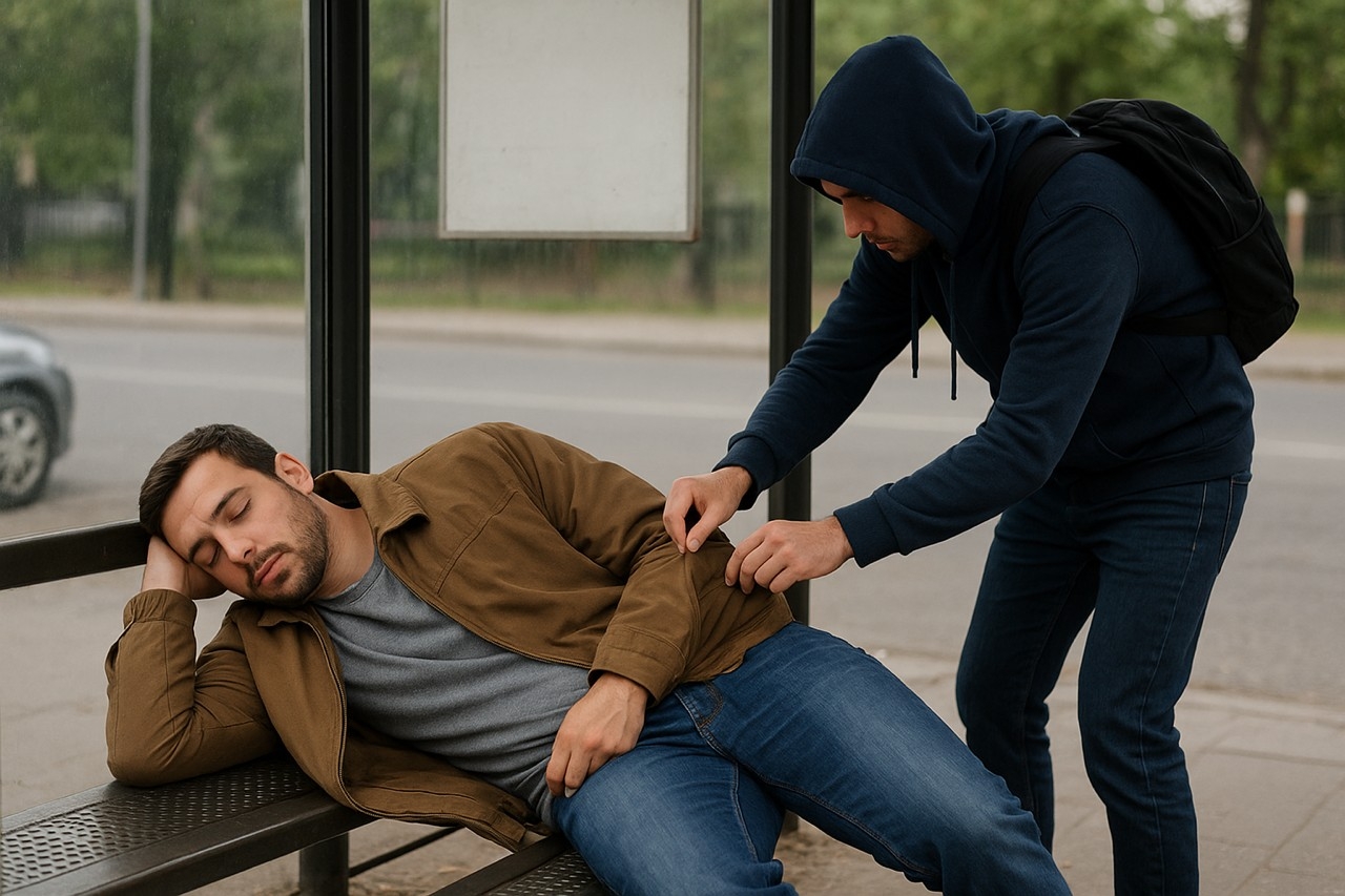 Mężczyzna zasnął na przystanku. Złodziej zabrał telefon, ale długo się nim nie nacieszył