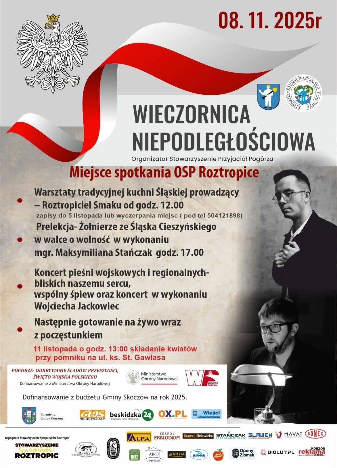 Niepodległościowa Wieczornica, czyli muzyczne i kulinarne spotkanie z historią w Roztropicach