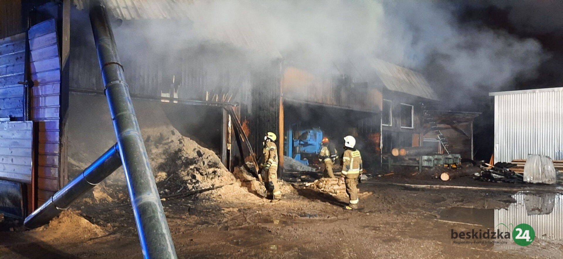 W Wiśle płonął tartak. Wstępny szacunek strat, to 500 tys. zł