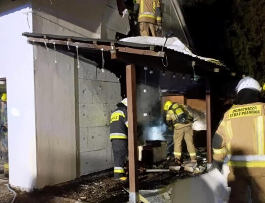 Pożar wędzarni w Pietrzykowicach | ZDJĘCIA