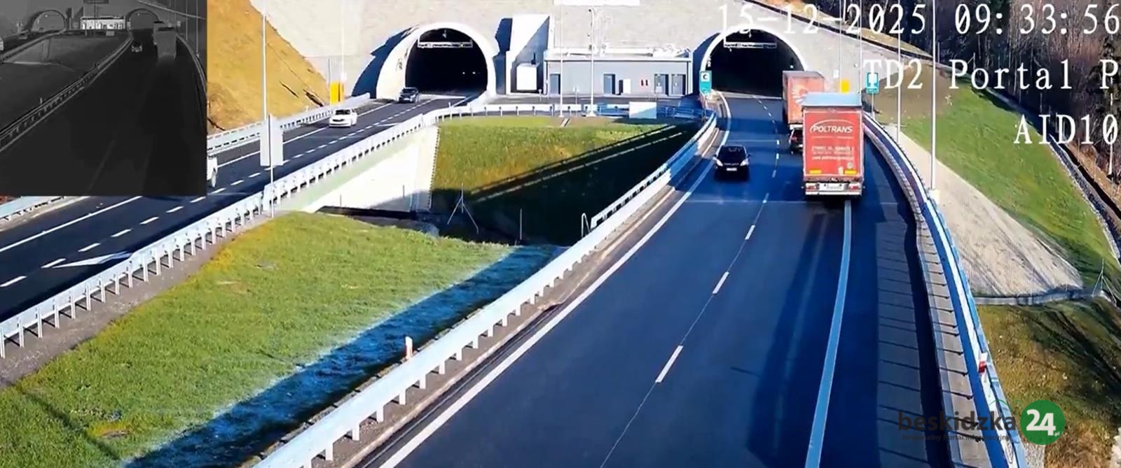 Szokujące „popisy” kierowcy przy tunelu na S1 tzw. obejściu Węgierskiej Górki | WIDEO