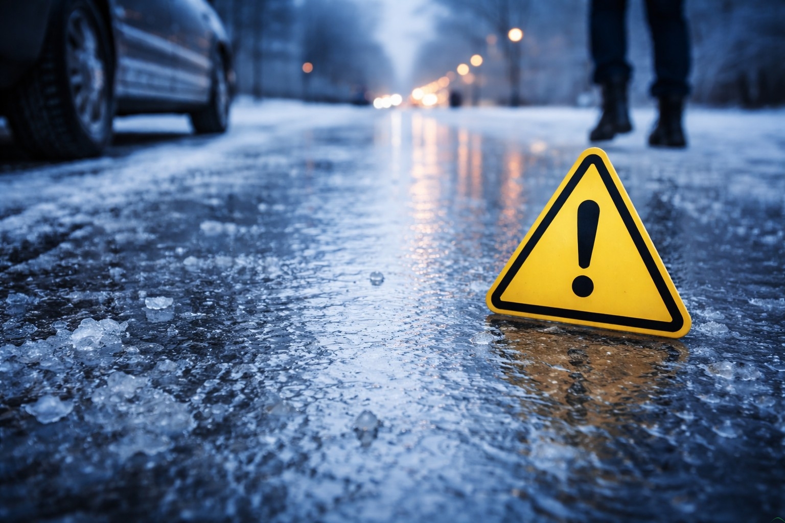 Ślisko jak na lodowisku. IMGW ostrzega