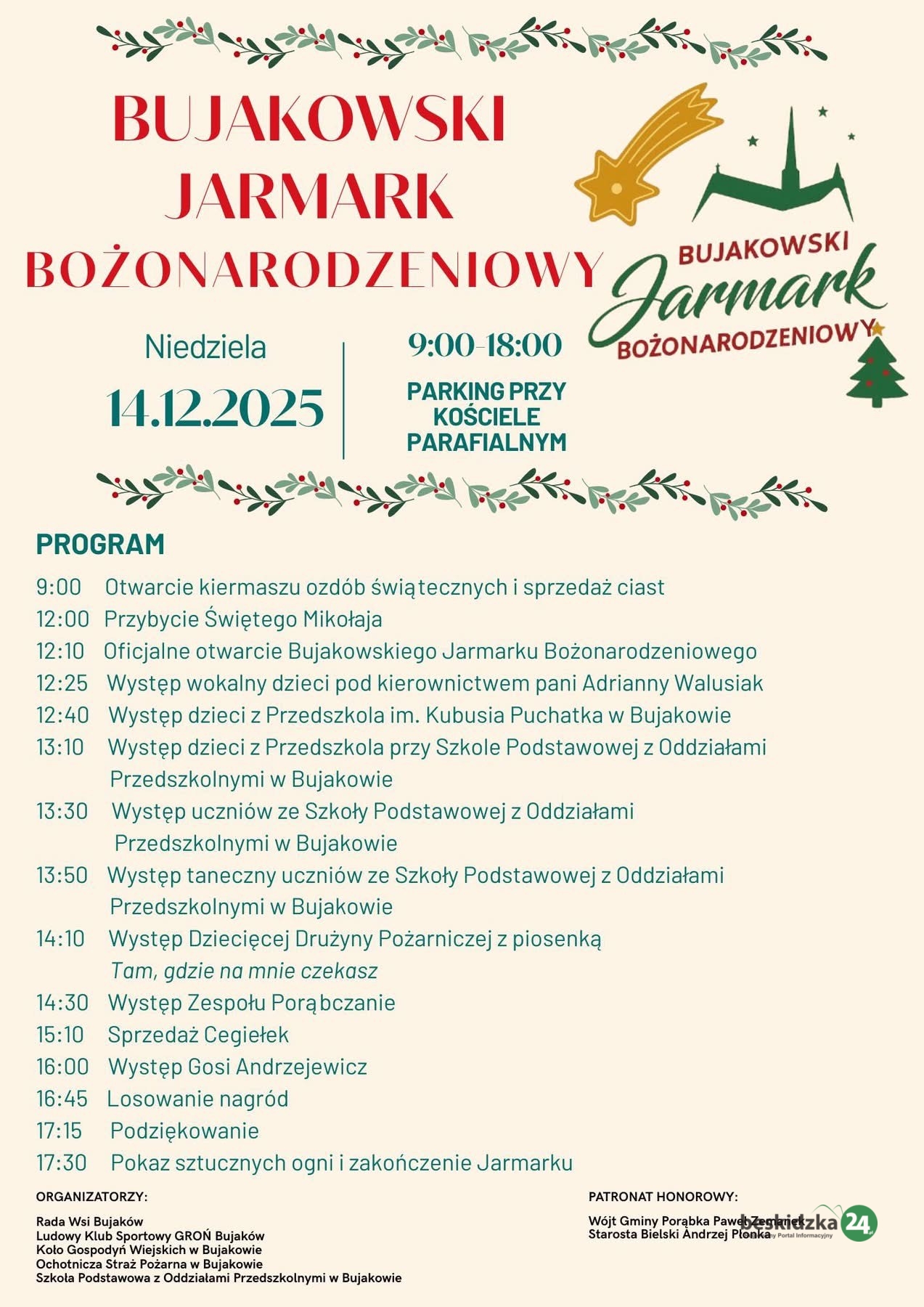 Świąteczny jarmark z Gosią Andrzejewicz w Bujakowie! – SZCZEGÓŁOWY PROGRAM