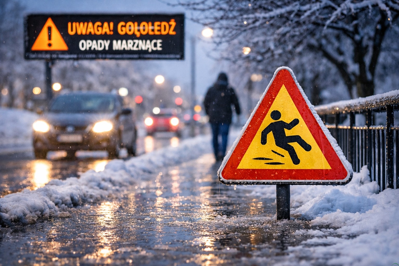 Uwaga, szklanka na drogach! Kolejne ostrzeżenie IMGW