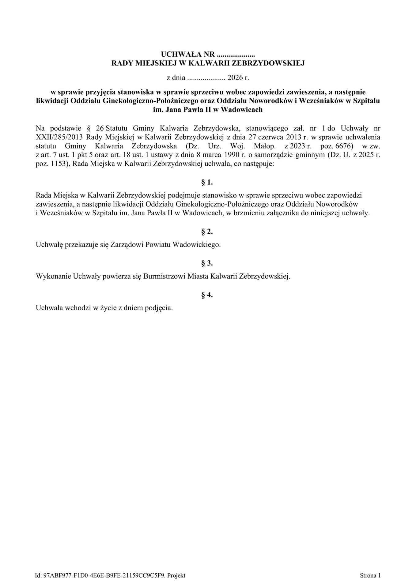 Kalwaria Zebrzydowska w obronie wadowickiej „porodówki”