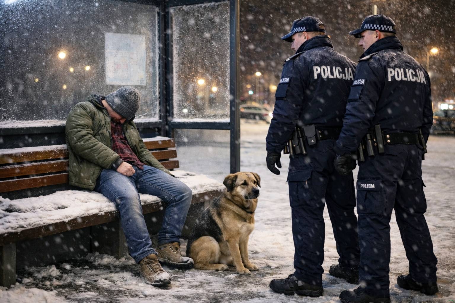 Zasnął nietrzeźwy na przystanku w czasie mrozu. Teraz dziękuje policjantom