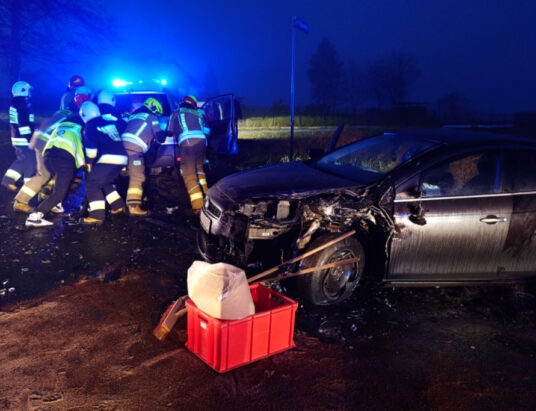 Bujaków: Czołowe zderzenie osobówek. Dwie osoby zabrane do szpitala | ZDJĘCIA