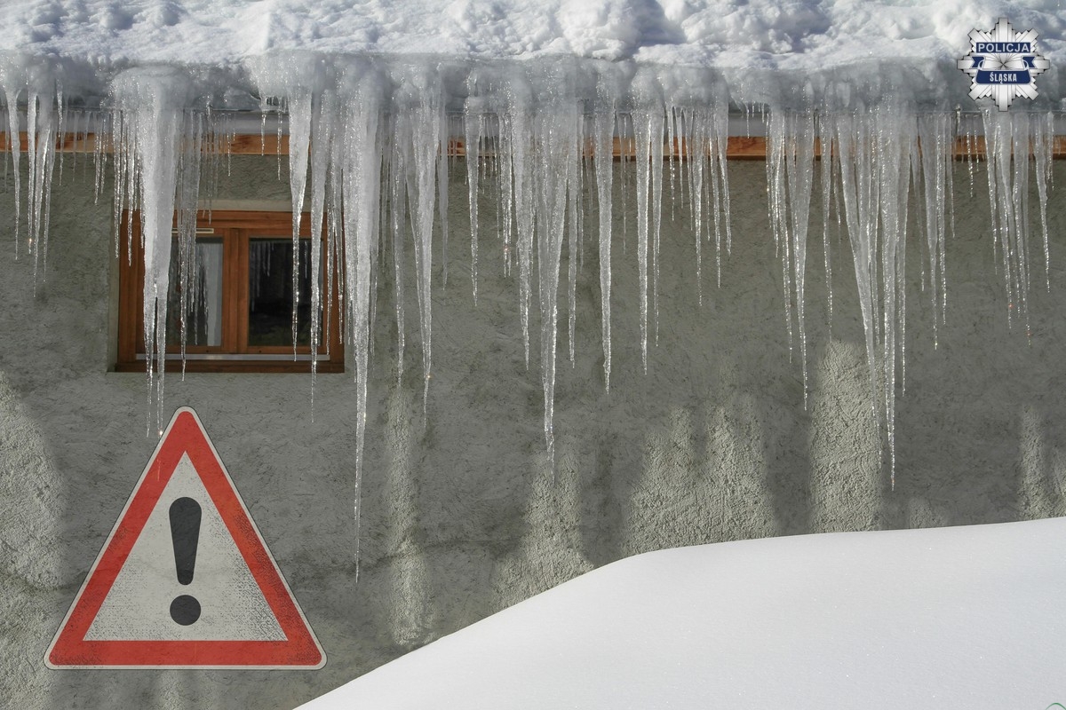 Zima nie daje za wygraną, więc policja przypomina o obowiązku usuwania z dachów śniegu i lodu