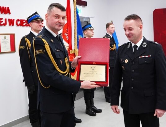 Pożegnanie ze służbą dowódcy Jednostki Ratowniczo-Gaśniczej nr 1 w Cieszynie