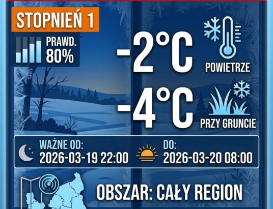 Znowu przymrozki. Ostrzeżenie dla całego regionu