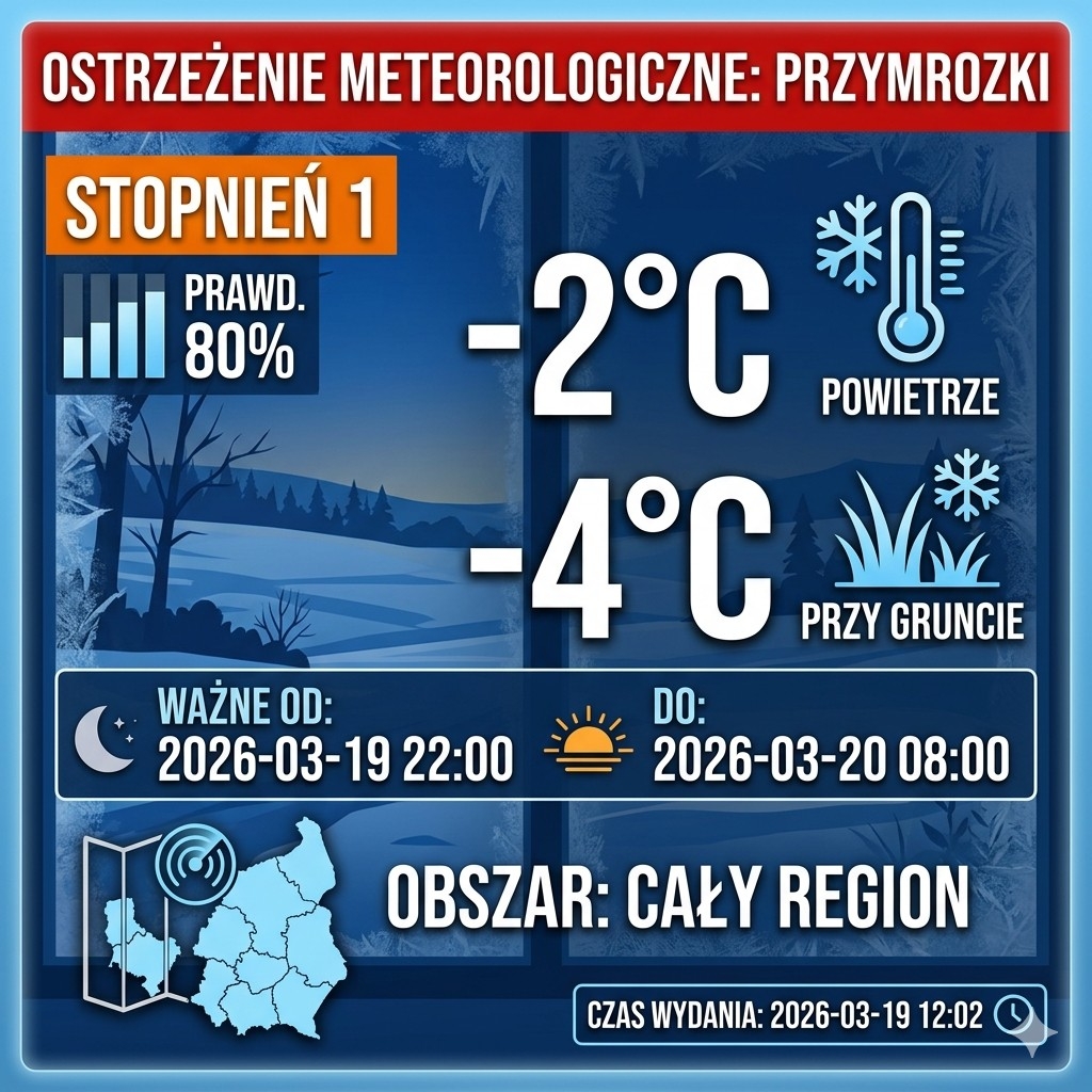 Znowu przymrozki. Ostrzeżenie dla całego regionu