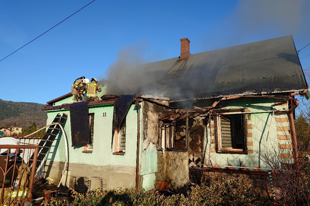 Z ostatniej chwili: Wilkowice: Pożar jednorodzinnego domu – foto