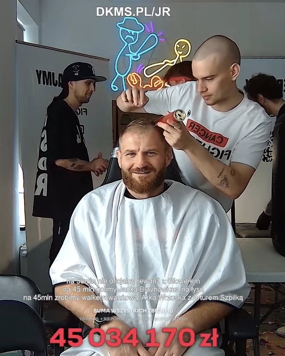 Jan Błachowicz wsparł Cancer Fighters. Zgolił włosy w geście solidarności z chorymi na raka