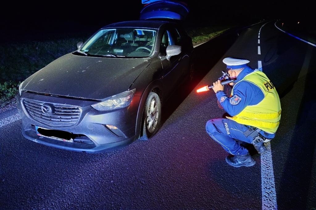 Z ostatniej chwili: Rybarzowice: Nocna pułapka na nieoświetlonej drodze! Samochód uderzył w betonowe bloczki! – foto