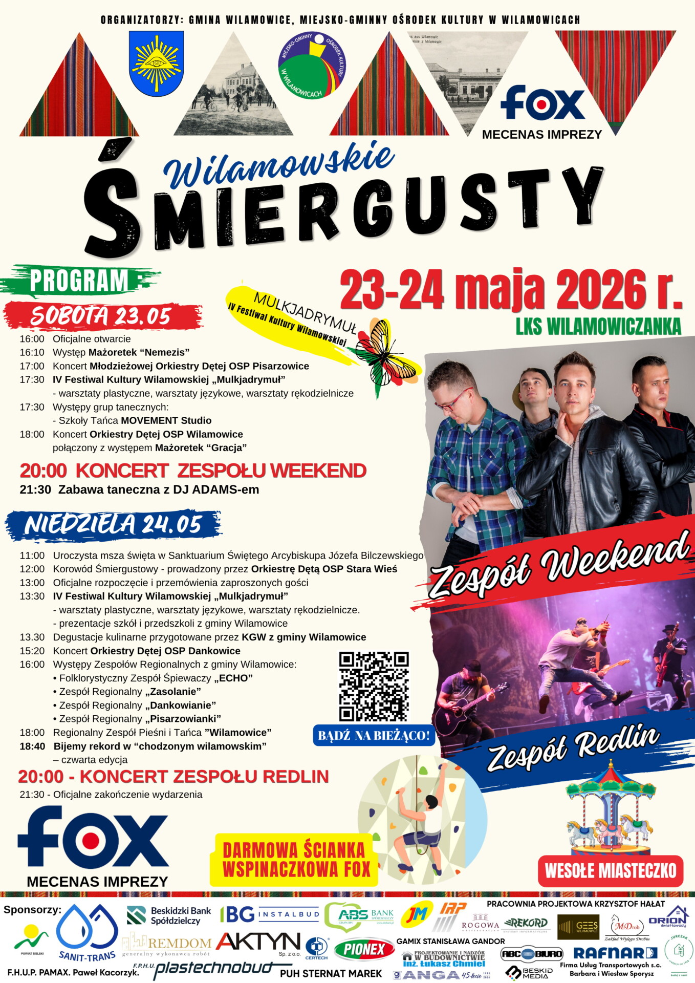 Gmina Wilamowice zaprasza na Wilamowskie Śmiergusty! Gwiazdami zespoły Weekend i Redlin