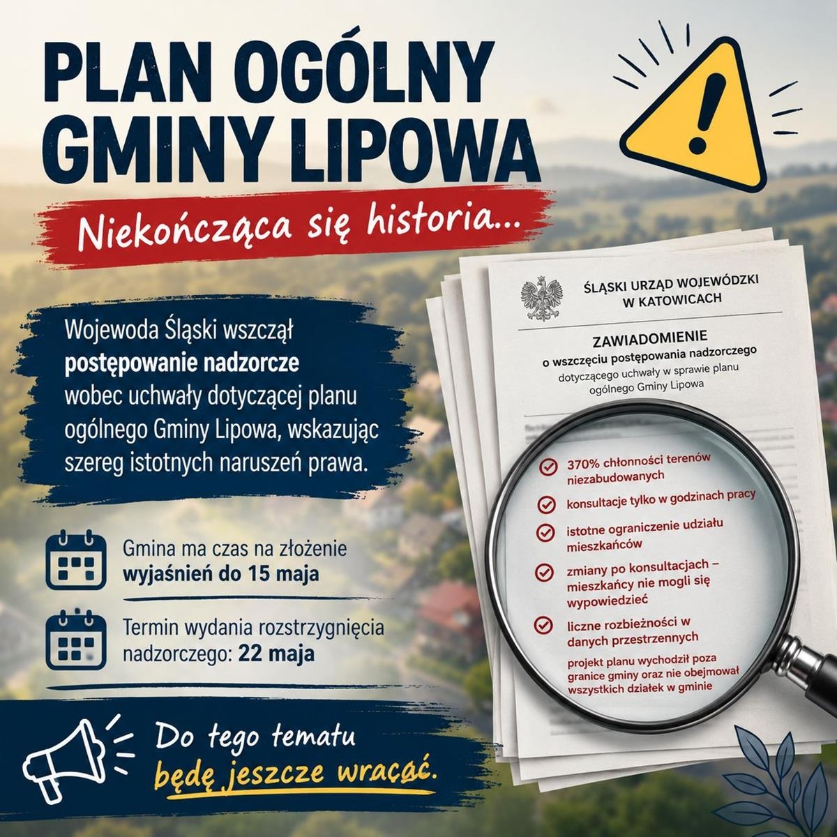 Wojewoda, postępowanie nadzorcze i plan ogólny gminy Lipowa