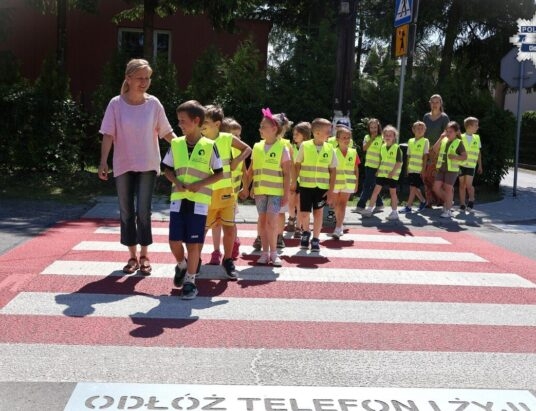 „Odłóż telefon i żyj”. Uczniowie z Chybia przypomnieli o bezpieczeństwie na drodze