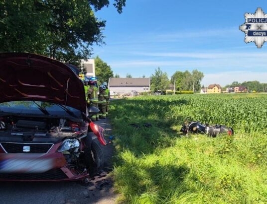 Wypadek w Kiczycach. Motocyklista trafił do szpitala