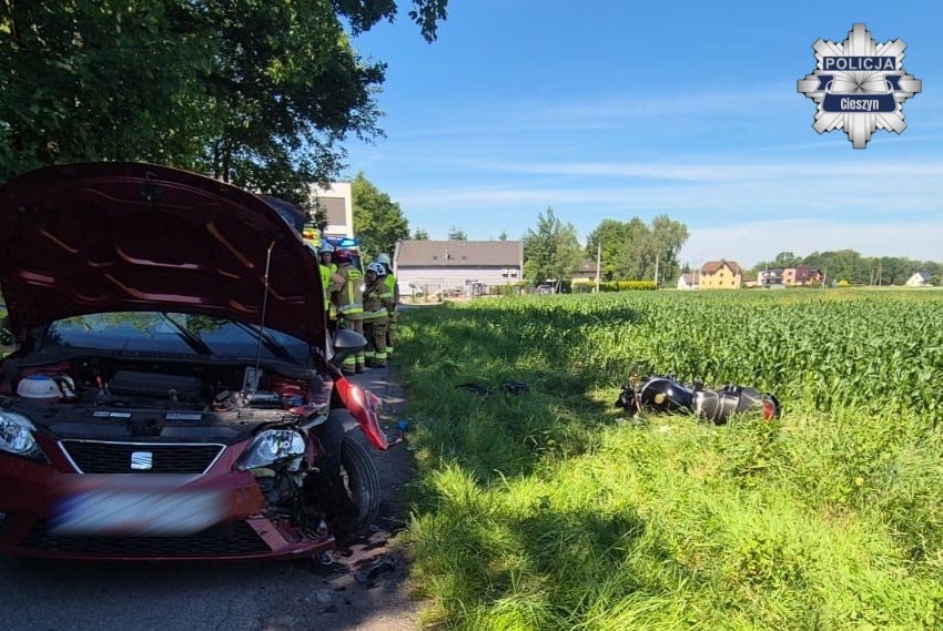 Wypadek w Kiczycach. Motocyklista trafił do szpitala
