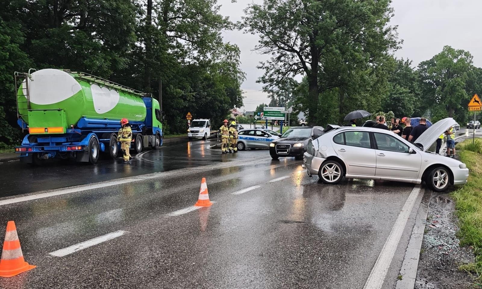 Zderzenie cysterny z samochodem osobowym