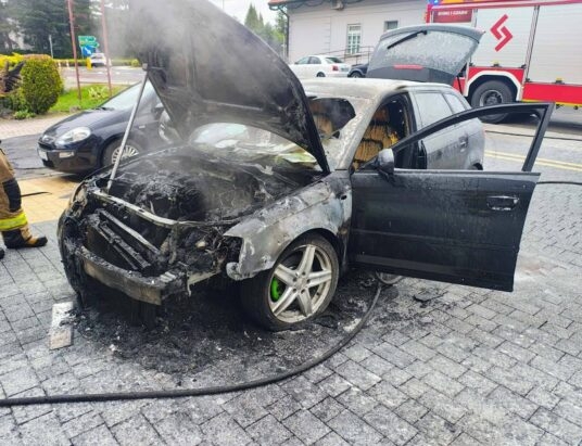 Pożar auta w Cieszynie. Strażacy szybko opanowali sytuację | FOTO