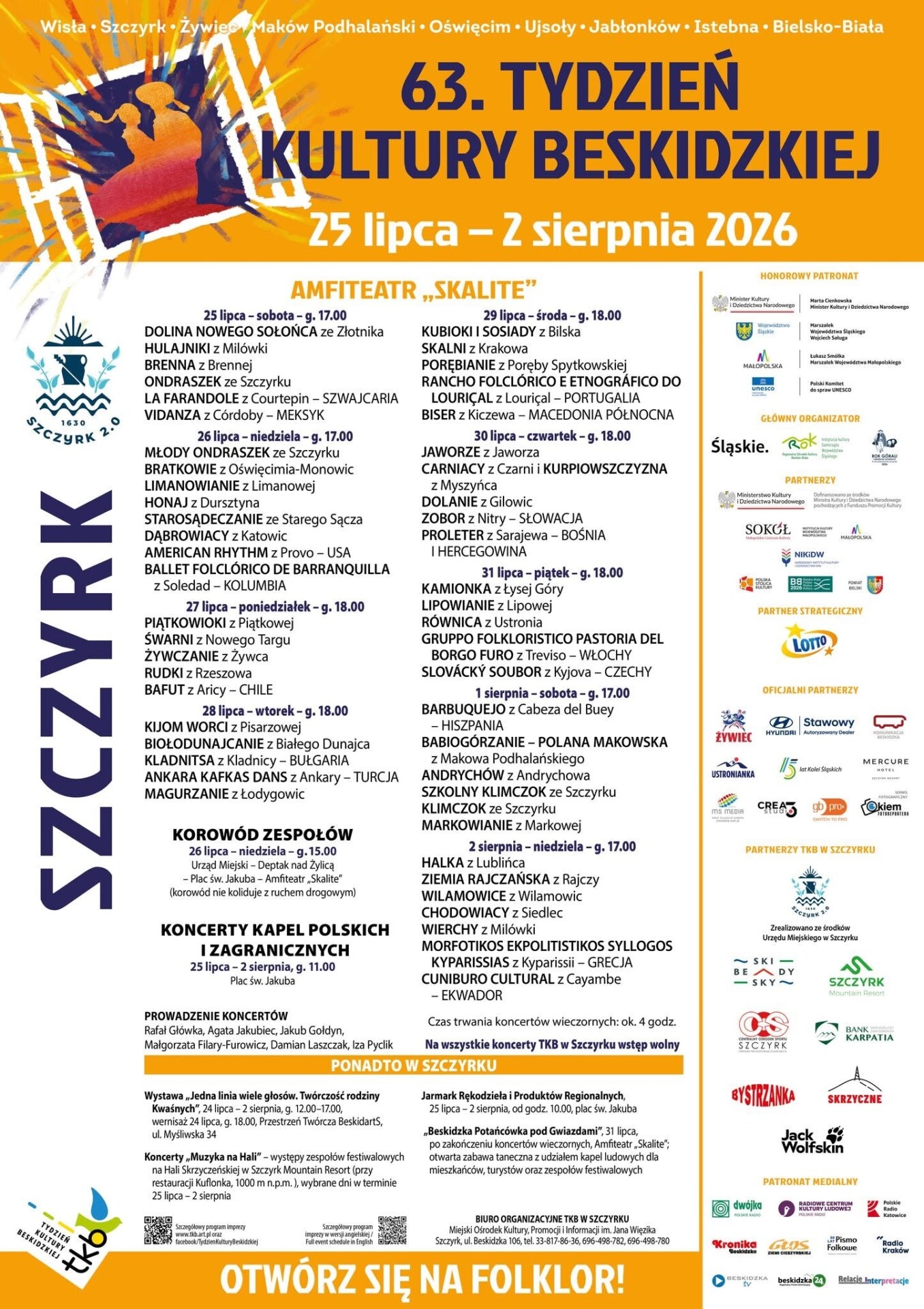 TKB w Szczyrku: Dziewięć dni folkloru z różnych zakątków świata – SZCZEGÓŁOWY PROGRAM