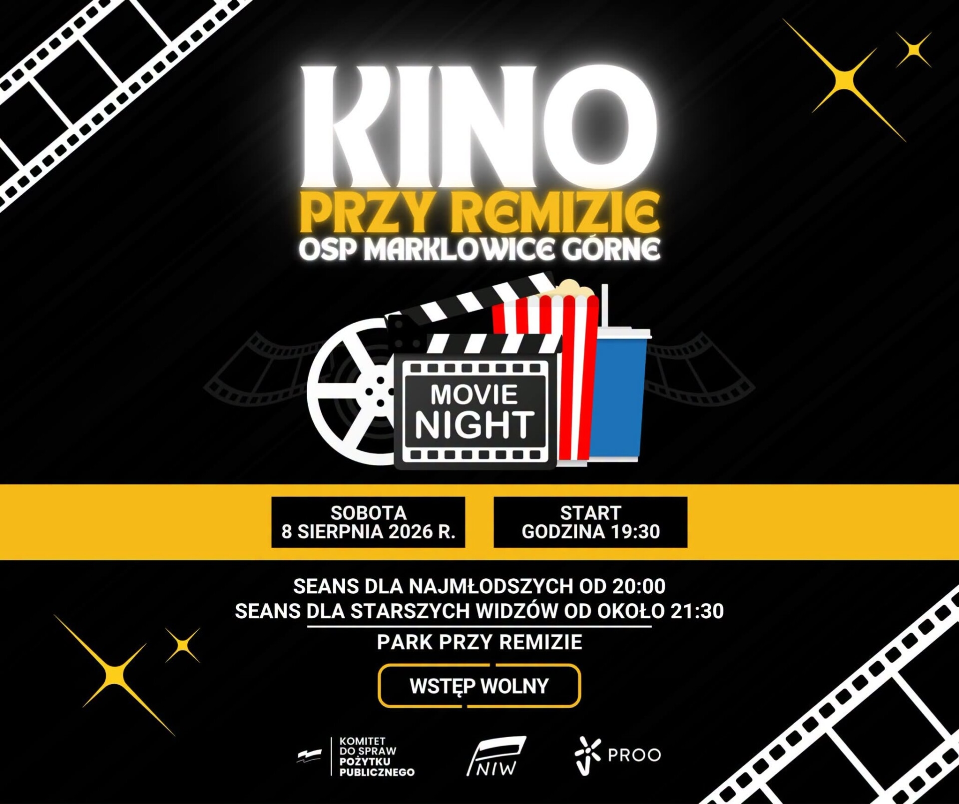 Kino pod chmurką przy remizie. Strażacy z Marklowic Górnych zapraszają na pierwszy seans