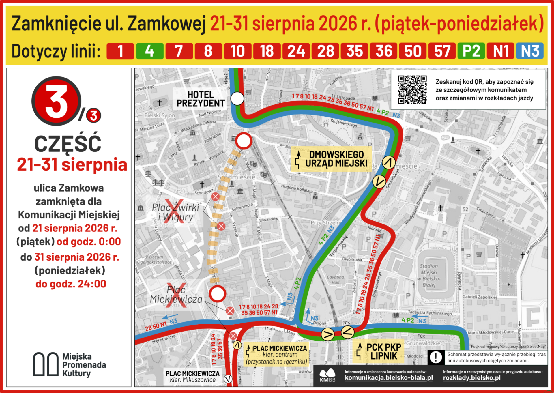 Od jutra centrum Bielska-Białej zamknięte na 10 dni. Autobusy pojadą objazdami