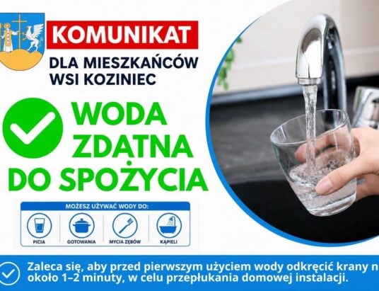 Można już spożywać wodę w Kozińcu
