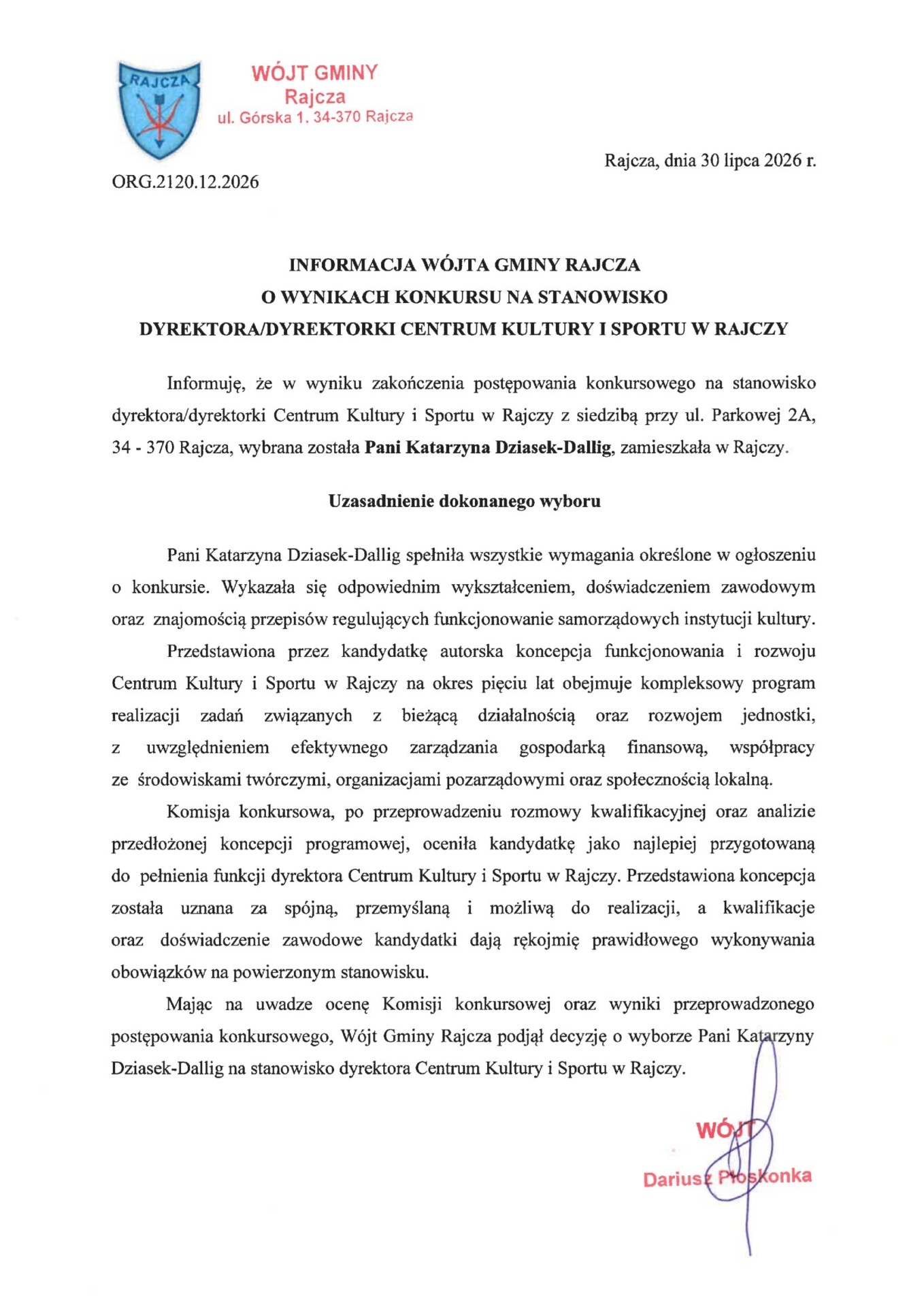Kto nowym dyrektorem GOKiS w Rajczy?
