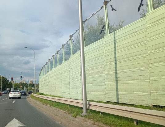 Zwężenie jezdni w okolicy ekranów
