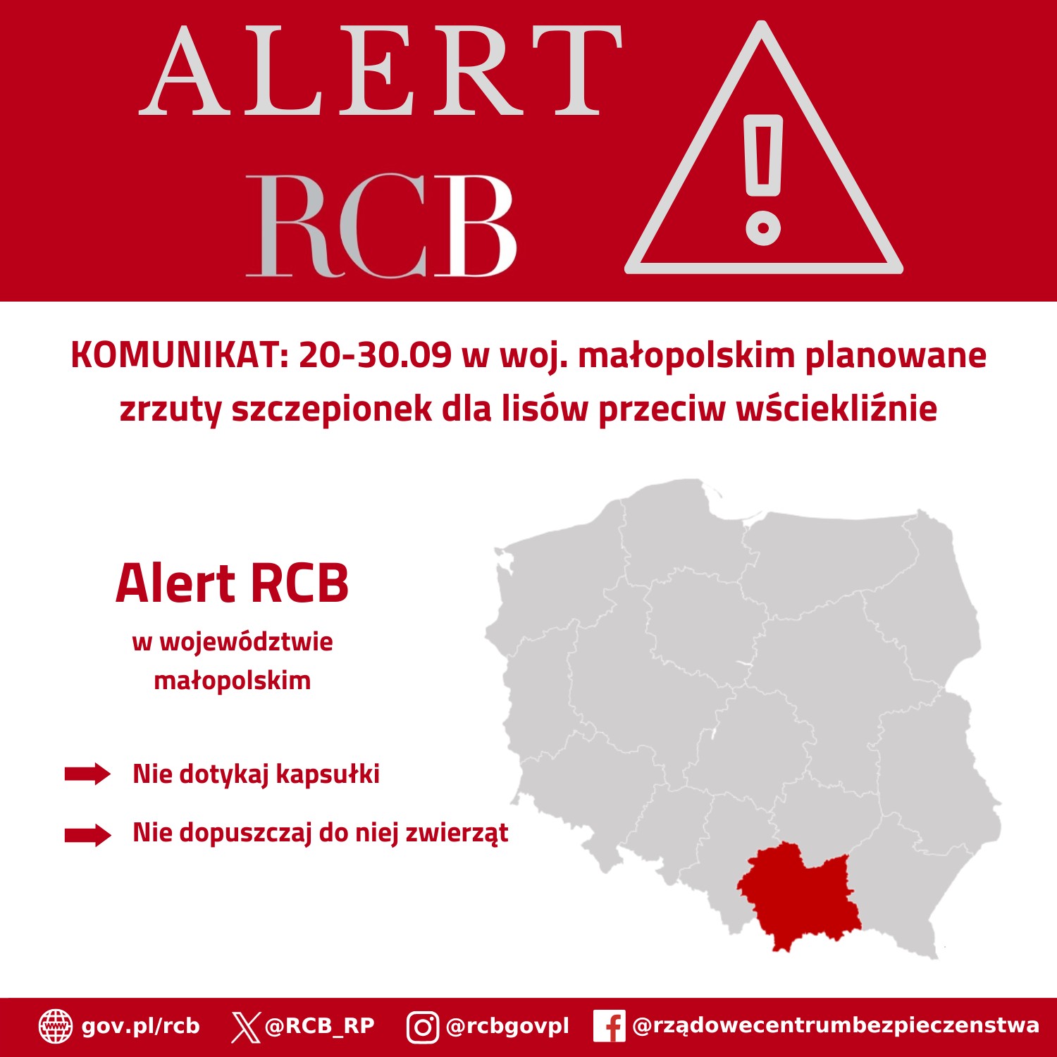 Alert RCB dla części regionu. Z samolotów będą zrzucane szczepionki