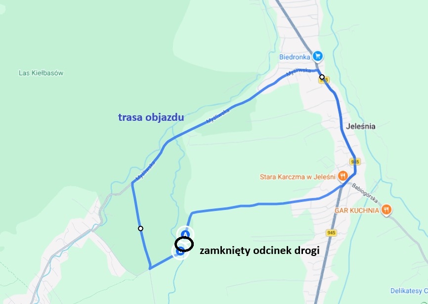 Utrudnienia z Jeleśni do Sopotni