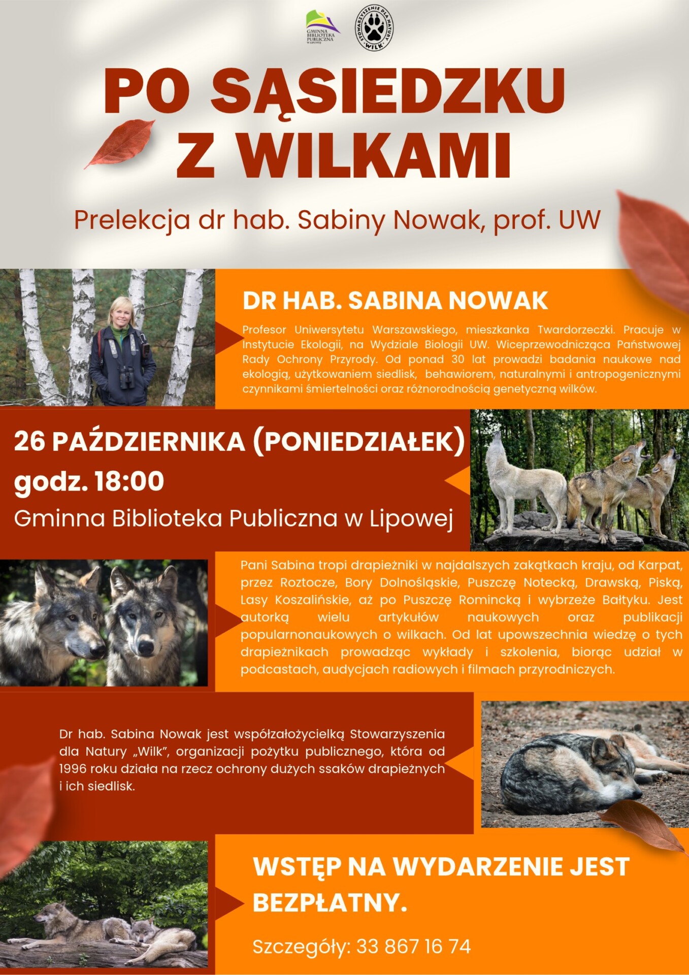 O wilkach w bibliotece w Lipowej