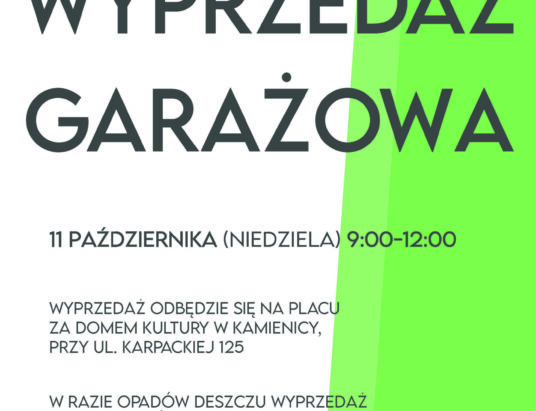 Ostatnia w tym roku wyprzedaż garażowa w Kamienicy