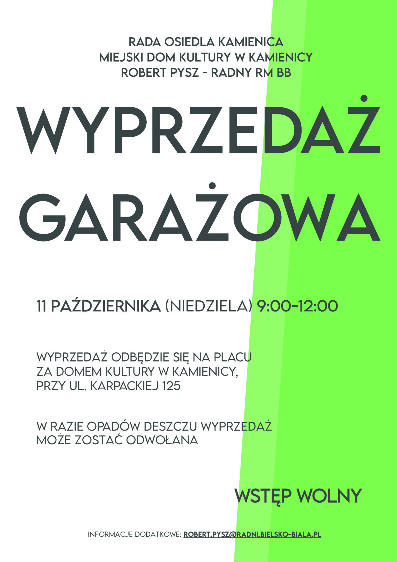 Ostatnia w tym roku wyprzedaż garażowa w Kamienicy